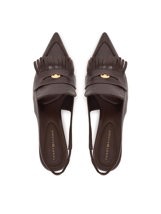 Tommy Hilfiger Tommy Hilfiger Обувки на ток Th Penny Bar Pointy Sling Back FW0FW09535 Кафяв
