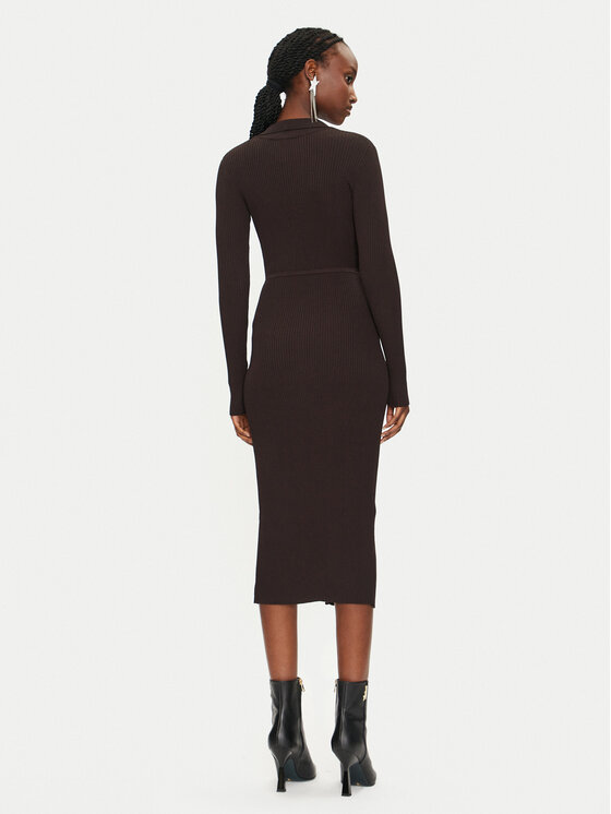 PINKO PINKO Úpletové šaty Viscosa Mix 104033 A239 Hnedá Slim Fit