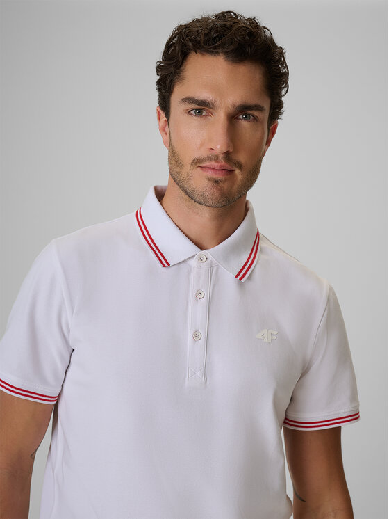 4F 4F Polo STREFA KIBICA Biały Regular Fit
