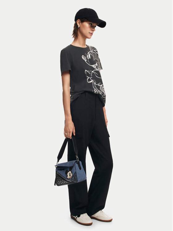 Desigual Desigual Футболка Mickey Drawing 24WWTKA1 Чорний Regular Fit