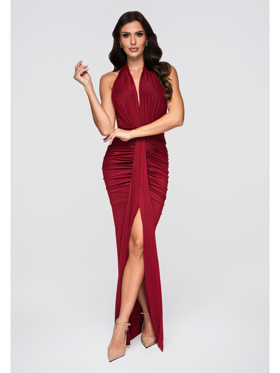Ombre Ombre Sukienka wieczorowa LA-OM-DLR260 Czerwony Regular Fit