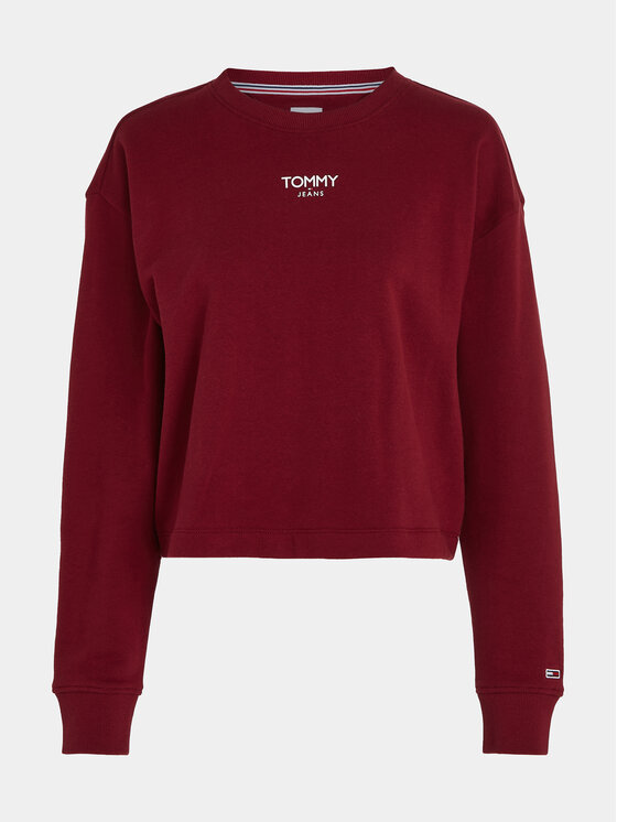 Tommy Jeans Tommy Jeans Mikina Ess Logo DW0DW16393 Bordová Cropped Fit