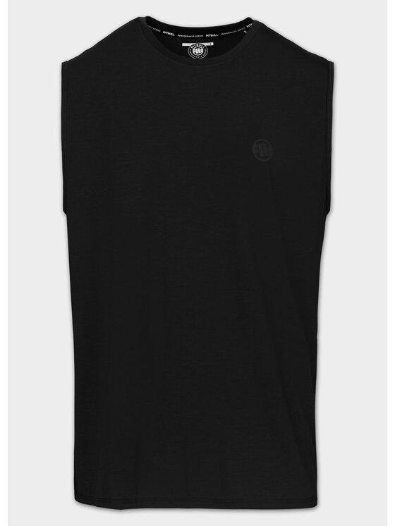 PITBULL PITBULL Koszulka techniczna Casual Sport SMALL LOGO Czarny Regular Fit