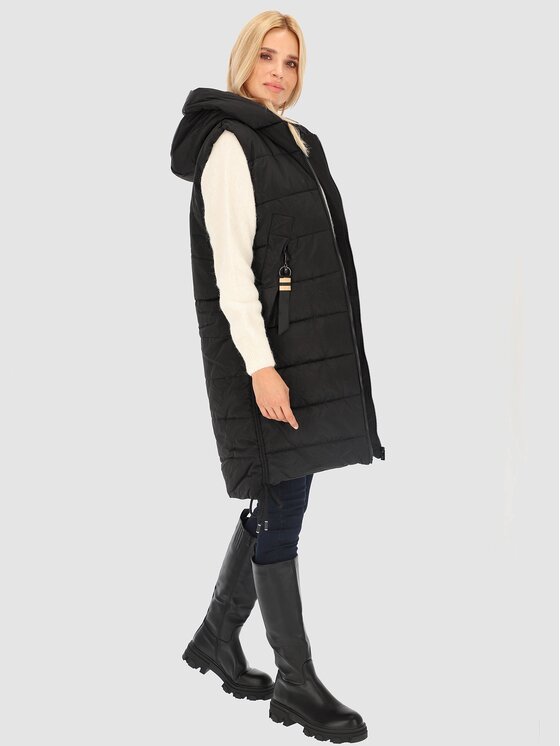 Perso Perso Vesta długa ocieplana z kapturem Černá Regular Fit