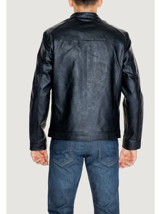 Jack&Jones Jack&Jones Μπουφάν δερμάτινο JJEDYLAN CLEAN PU JACKET NOOS Μαύρο Regular Fit