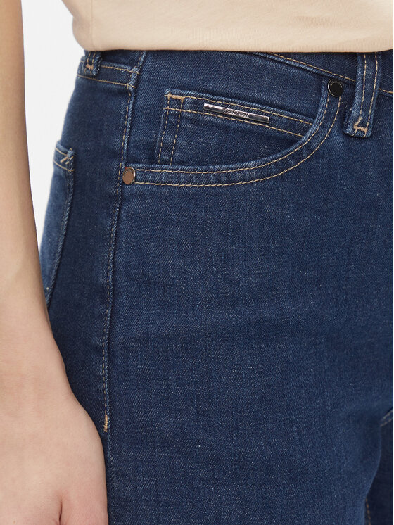 Calvin Klein Calvin Klein Jeans hlače Mid Rise Slim - Mid Blue K20K206780 Modra Slim Fit