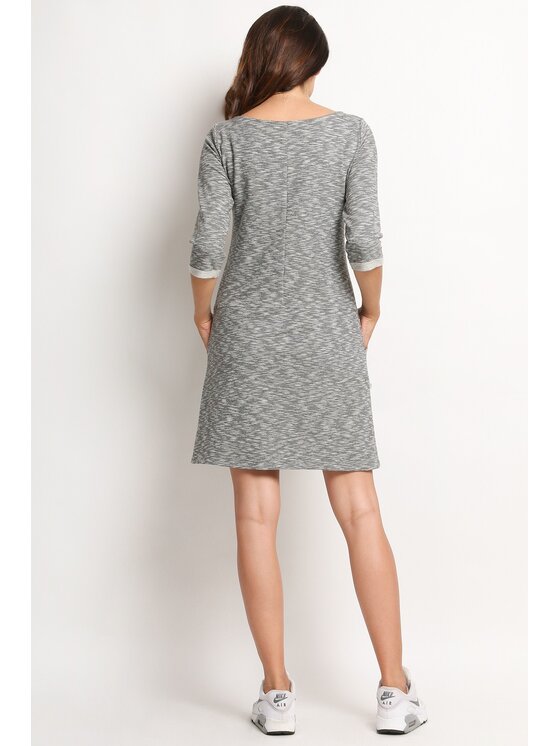 Awama Awama Sukienka dzianinowa A116 Szary Basic Fit