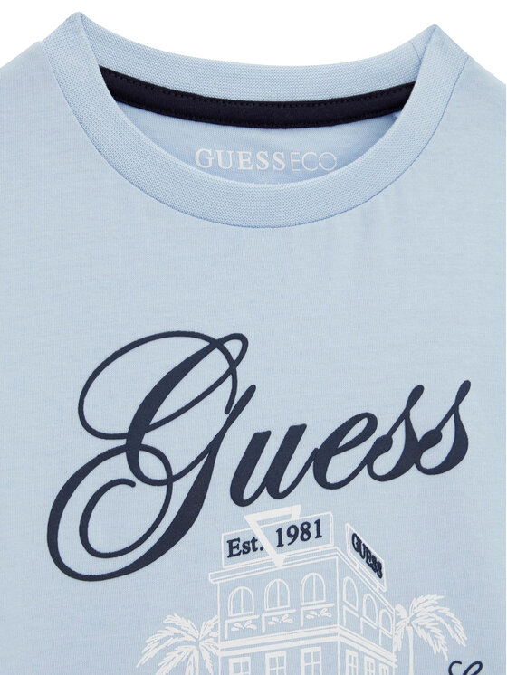 Guess Guess T-Shirt N6GI00 K8HM4 Błękitny Regular Fit