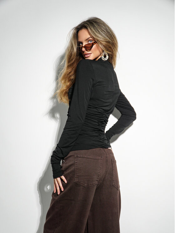 LilaLou LilaLou Blúzka Seven Čierna Slim Fit