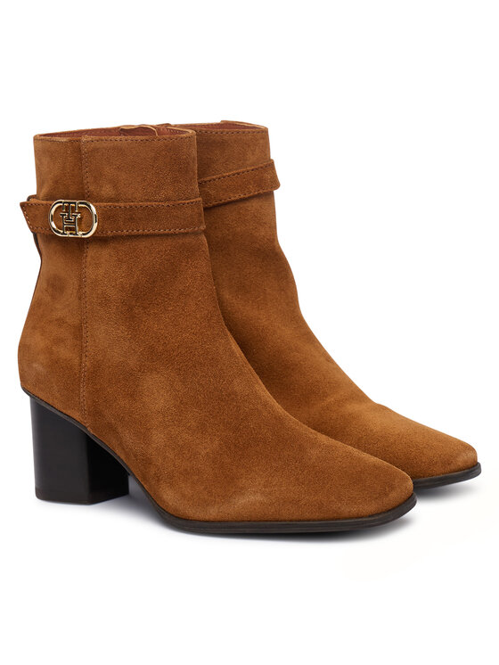 Tommy Hilfiger Tommy Hilfiger Škornji Th Strap Suede Block Heel Boot FW0FW09521 Temno bež