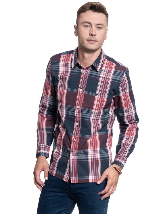 Mustang Mustang Camicia CLEMENS BIG CHECK Rosso Regular Fit