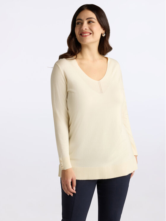 Fiorella Rubino Fiorella Rubino Sweter M408L007769N011 Biały Regular Fit