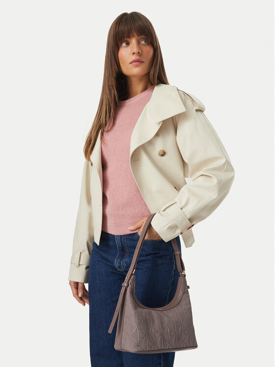 Calvin Klein Geantă Emblem Aop Sueded Shoulder Bag LV04F3880G Bej