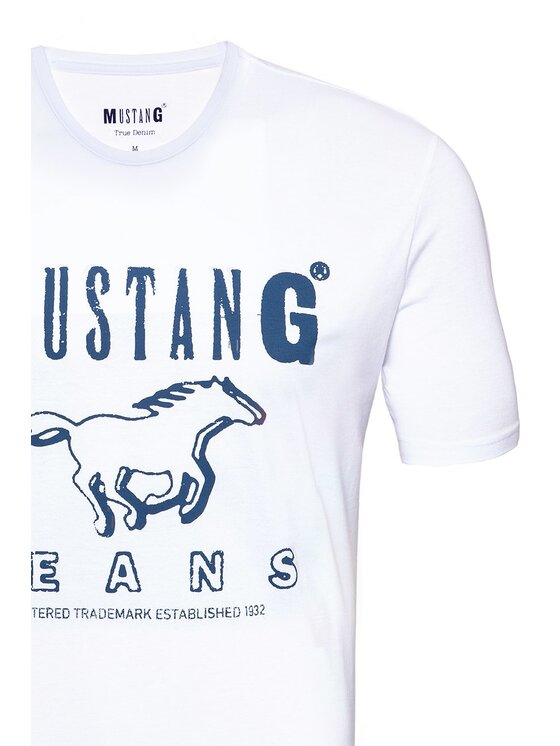 Mustang Mustang T-shirt BASIC PRINT TEE Bianco Regular Fit