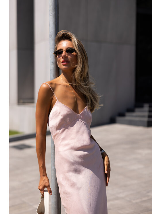 Hottie Hot Hottie Hot Koktejlové šaty MARGO cupro Ružová Slim Fit