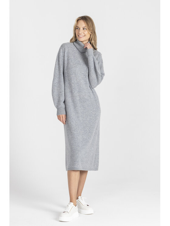 Deni Cler Milano Sukienka dzianinowa, rozmiar M, Szara, T-DC-354D-E5-90-80-1