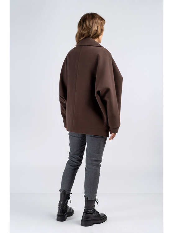 Salme Salme Płaszcz wełniany Omena Brązowy Oversize