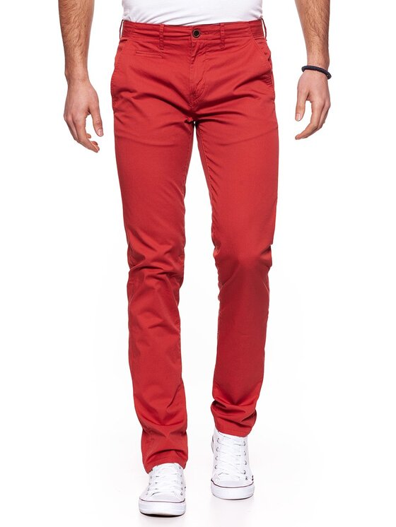 Wrangler Wrangler Chinosy CHINO Czerwony Slim Fit