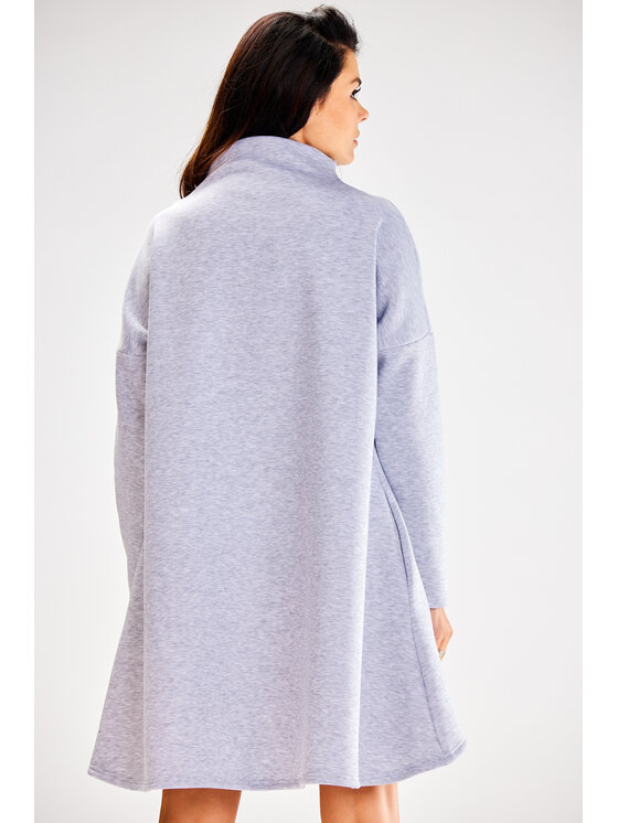 Awama Awama Úpletové šaty A609 Šedá Basic Fit