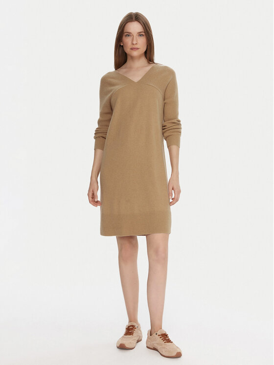 United Colors Of Benetton United Colors Of Benetton Pletena obleka 1044DV02C Bež Relaxed Fit