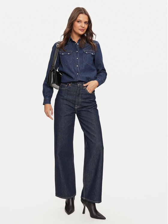 United Colors Of Benetton United Colors Of Benetton Jeans srajca 5RZKDQ06T Mornarsko modra Regular Fit