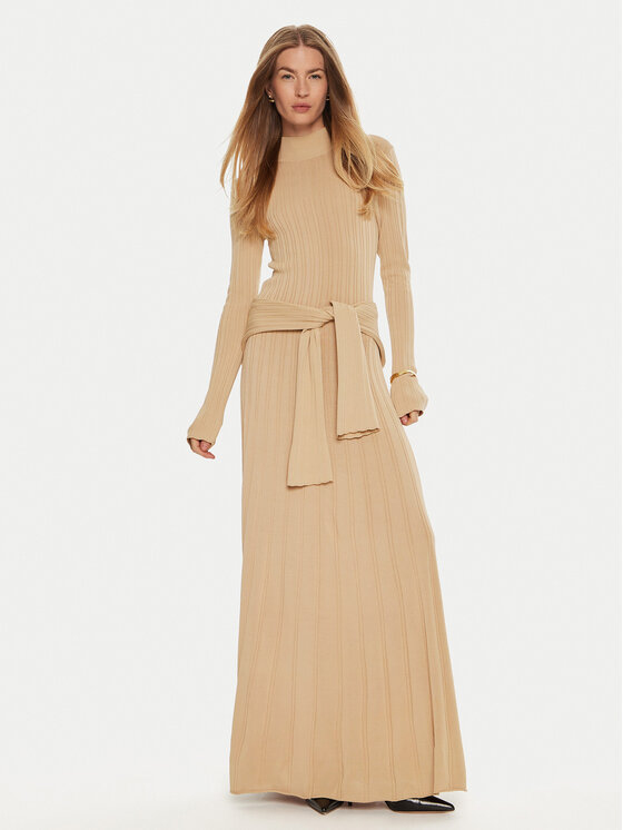 IVY OAK IVY OAK Pletena obleka Kourtney IO113144 Bež Slim Fit