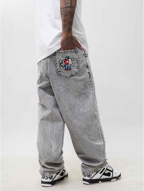 Jigga Wear Jigga Wear Jeansy Szerokie luźne spray 130754 Szary Baggy Fit