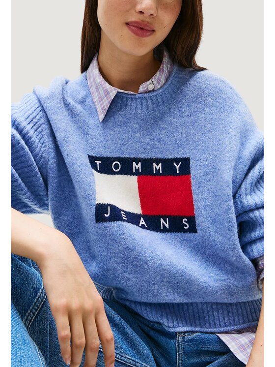 Tommy Jeans Tommy Jeans Πουλόβερ TJW MELANGE FLAG SWE Μωβ Casual Fit