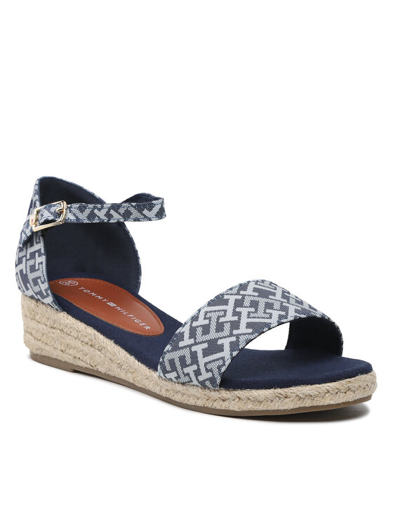 Tommy Hilfiger Tommy Hilfiger Espadrile Rope Wedge Sandal Denim T3A7-32776-0048 S Albastru celest