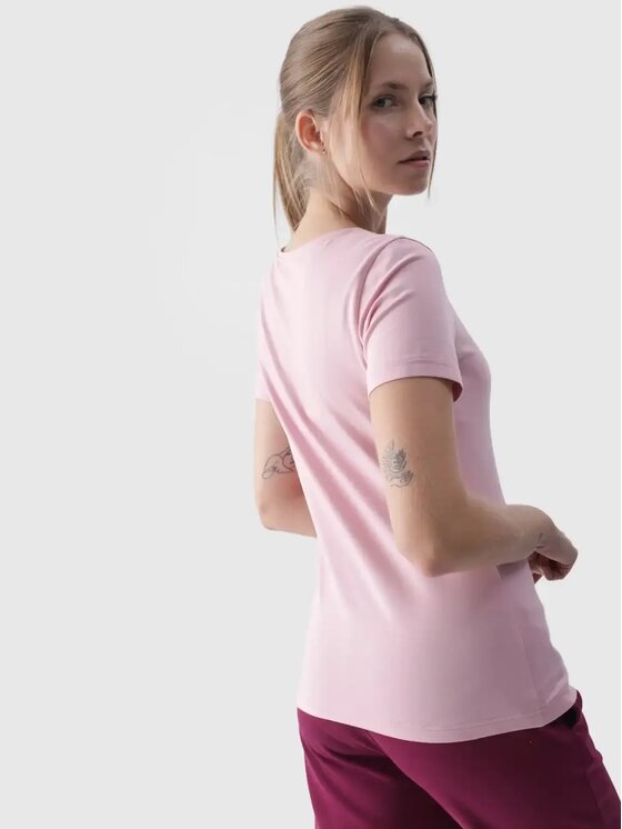 4F 4F T-Shirt 4FWMM00TTSHF1845 Ανοιχτό ροζ Slim Fit