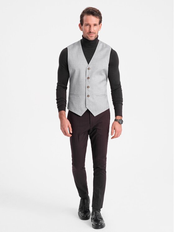 Ombre Ombre Kamizelka OM-BLZV-0106 Szary Fitting Fit