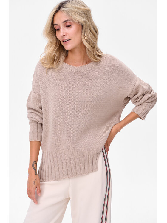 blue shadow blue shadow Sweter Bocq Beżowy Regular Fit