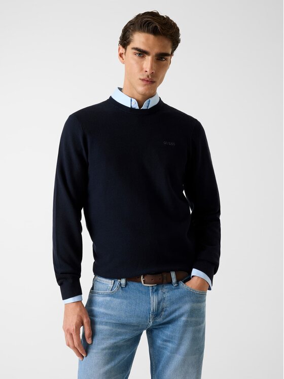 Guess Guess Sweter 180301 Niebieski Classic Fit