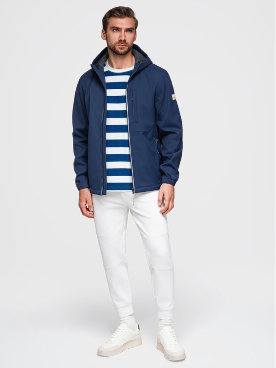 Ombre Ombre Kurtka przejściowa OM-JANP-0292 Granatowy Regular Fit