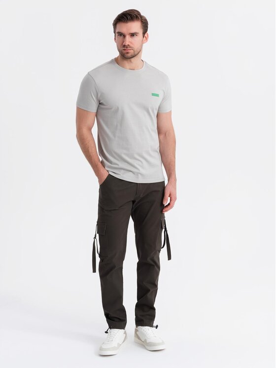 Ombre Ombre T-Shirt OM-TSCT-0151 Szary Regular Fit