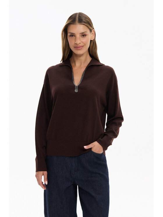 Deni Cler Milano Deni Cler Milano Sweter T-DC-S473-F5-90-70-1 Brązowy Regular Fit