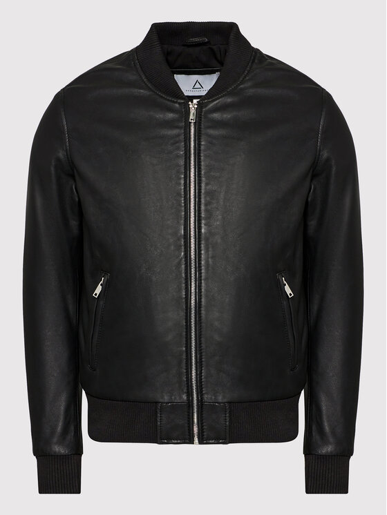 Serge Pariente Serge Pariente Giacca di pelle Bonbon Nero Slim Fit