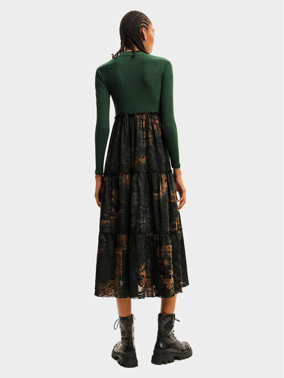 Desigual Desigual Ежедневна рокля 23WWVK89 Зелен Regular Fit