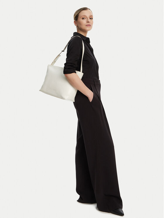 Calvin Klein Calvin Klein Torebka Embossed Logo Medium Shopper K60K613172 Écru