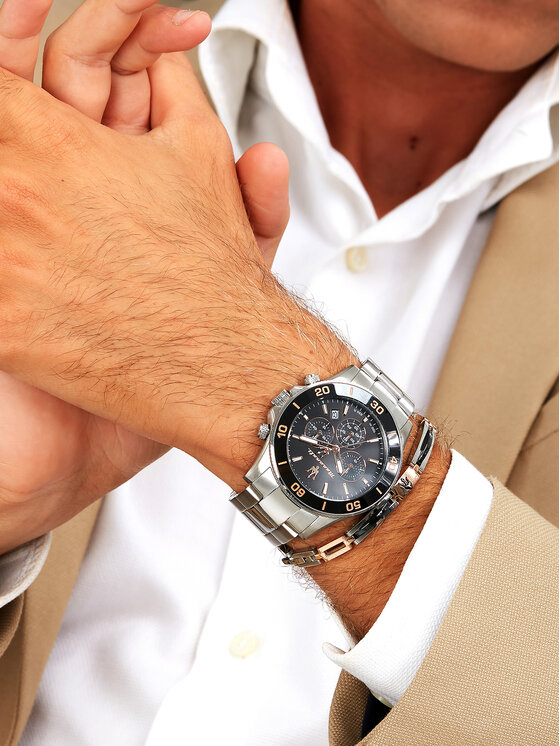 Maserati Maserati Set sata i narukvice Competizione Diver Chronograph Gift SET R8873600001 Srebrna