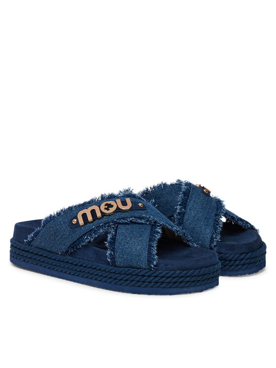 Mou Mou Шльопанці Criss-cross MU.SW451004K Голубий