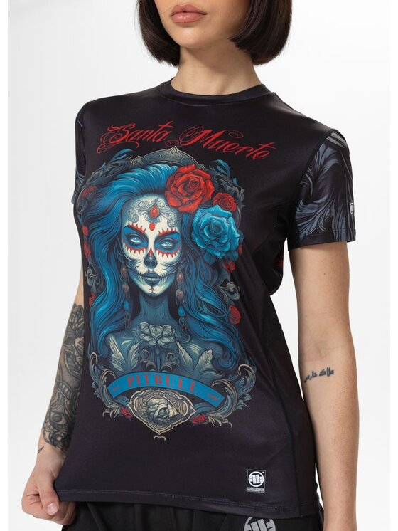 PITBULL PITBULL T-Shirt Koszulka sportowa damska Mesh SANTA-MU XS Czarny Regular Fit