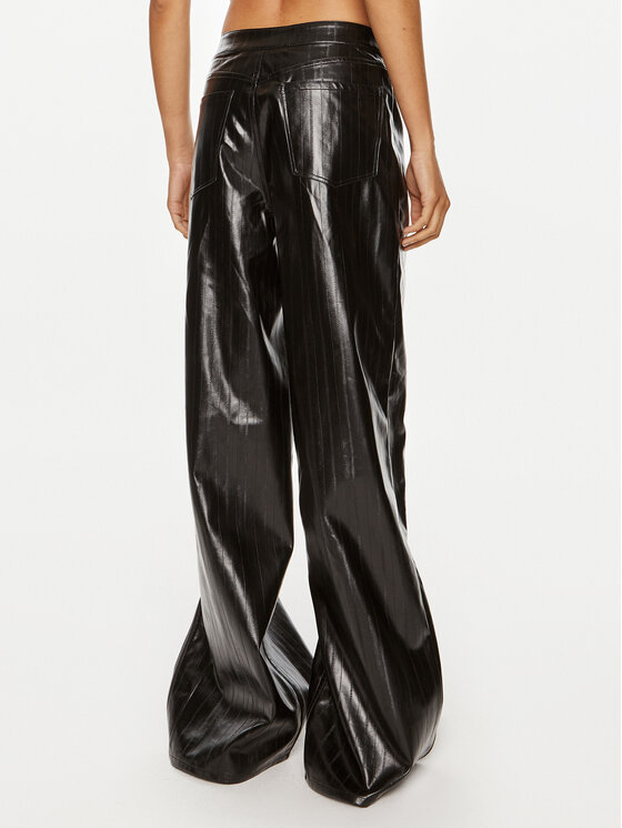 ROTATE ROTATE Dirbtinės odos kelnės Dixie 112960100 Juoda Wide Leg