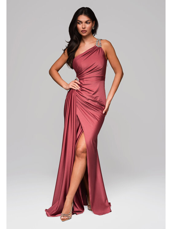 Ombre Sukienka wieczorowa LA-OM-DLR234 Różowy Regular Fit