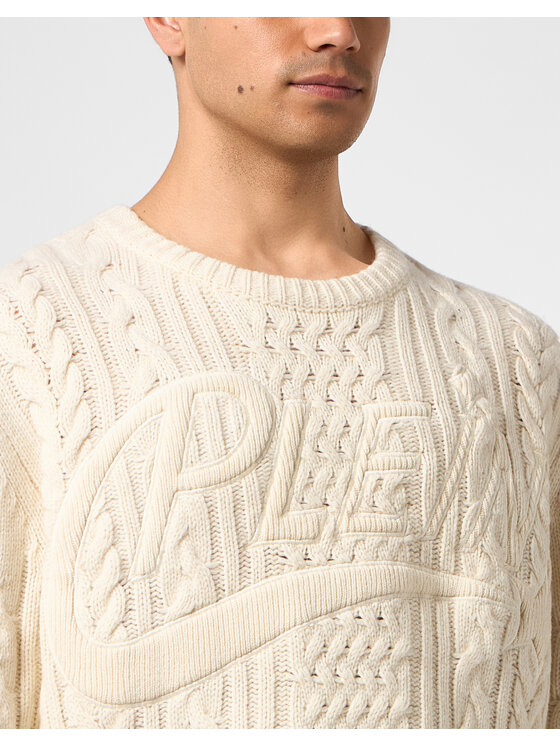 PHILIPP PLEIN PHILIPP PLEIN Sweter 31417 Biały Regular Fit