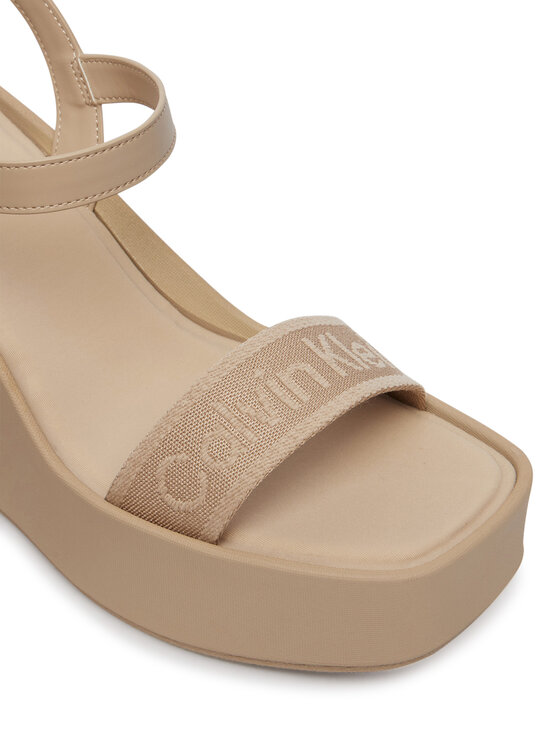 Calvin Klein Calvin Klein Sandály Wedge 70 Sndl Webbing Lth HW0HW02882 Béžová