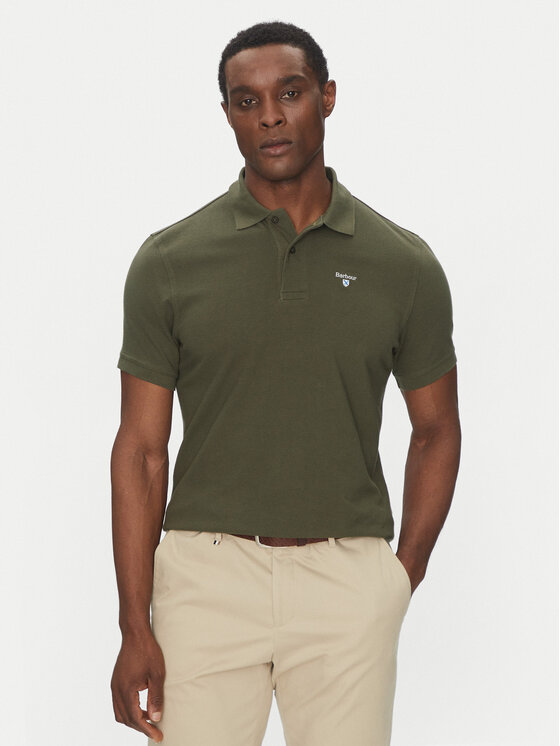 Barbour Męskie Polo, rozmiar L, Zielone, Original Sports MML0358OL71