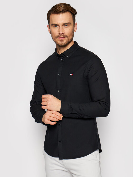 Tommy Jeans Marškiniai Tjm Stretch Oxford DM0DM09594 Juoda Slim Fit •  Modivo.lt