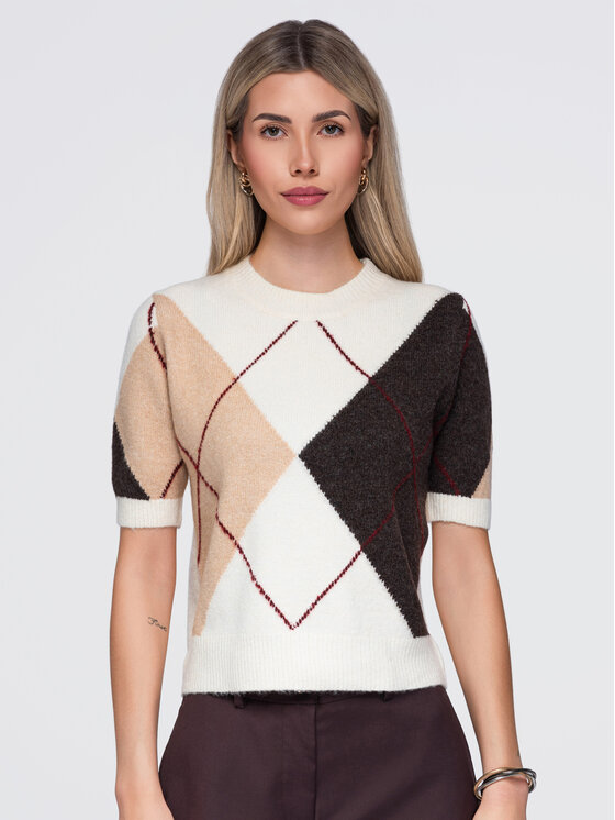 Ombre Ombre Svetr OW-SW-E0037 Béžová Regular Fit