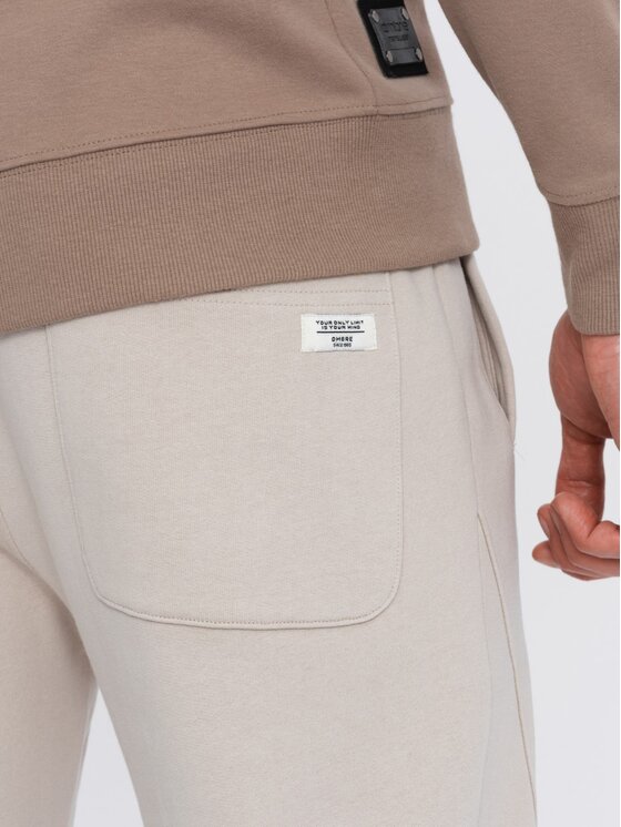 Ombre Ombre Joggers kalhoty OM-PABS-0173 Béžová Regular Fit